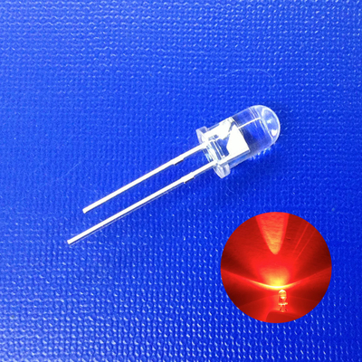 T1 3/4 5 ملم أحمر مصدر لون 5 ملم LED Diode رأس مستدير شفاف لمؤشر إشارة التحول