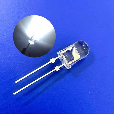 ضوء تحذير المرور LED 5mm 45deg اللون الأبيض 9000K 22000mcd عدسة واضحة مع غطاء