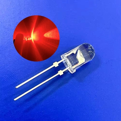 ضوء تحذير المرور LED Diode 5mm رأس مستدير 620nm 12000mcd دبوس قصيرة مع مغلق