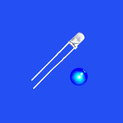605nm اللون الأزرق 3mm LED Diode Round Head Clear Lens 30 Degree Short Pin Dip LED